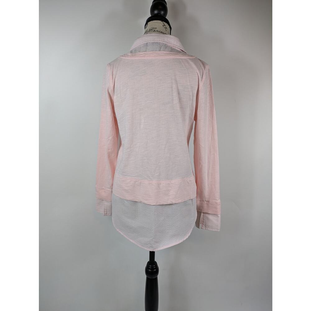 Tommy Hilfiger Womens Small Layered Blouse Light Pink Casual Work Top Shirt - Picture 3 of 11